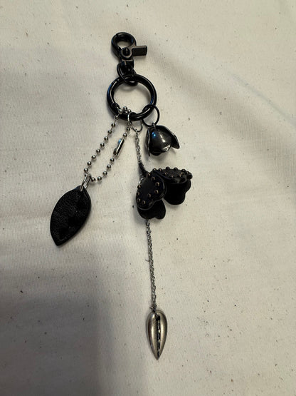 Repurposed Coach Tea Rose Bag Charm Cluster
