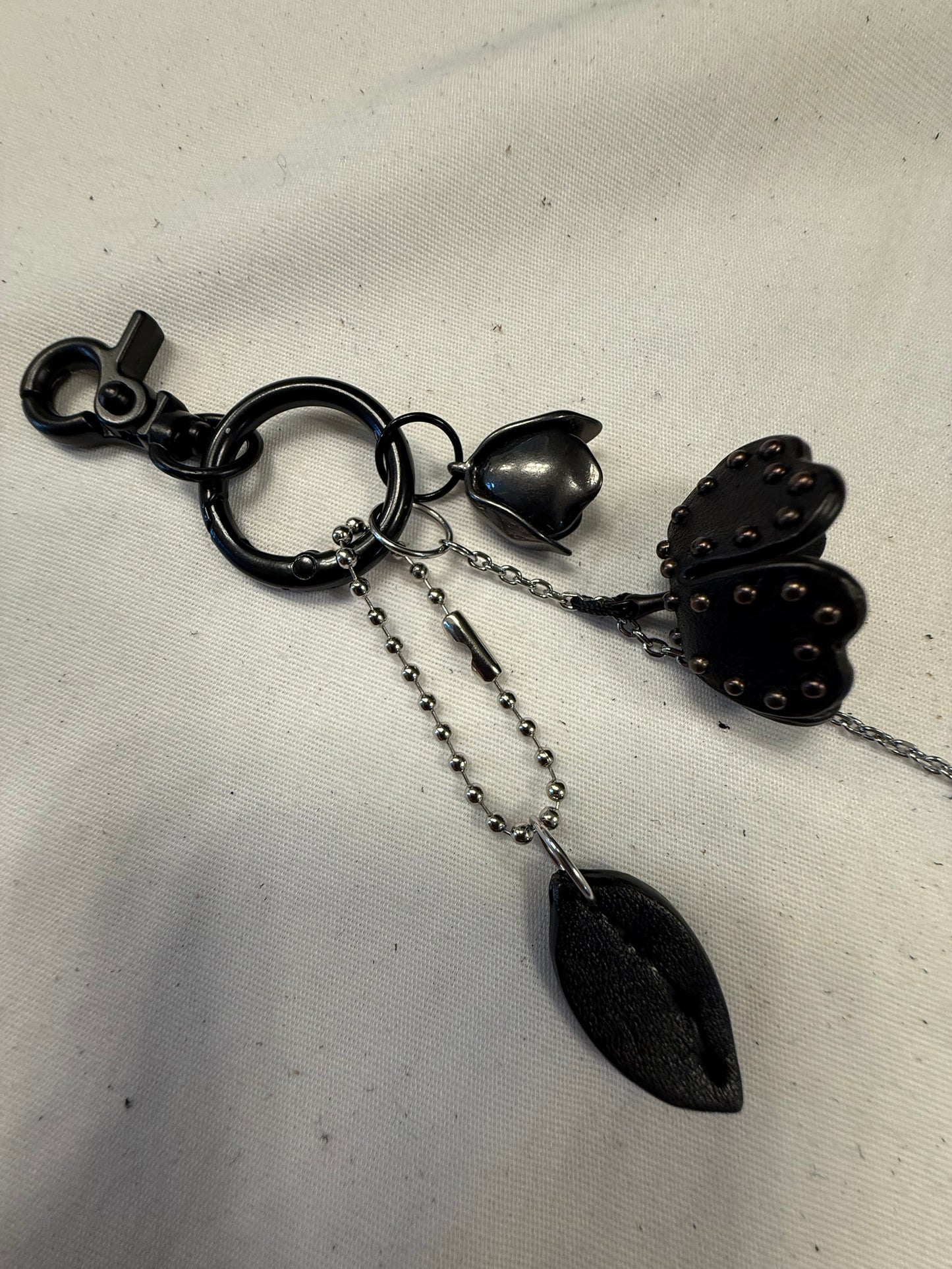 Repurposed Coach Tea Rose Bag Charm Cluster