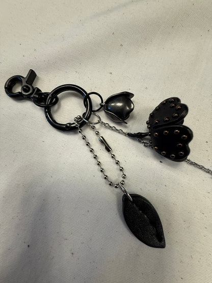 Repurposed Coach Tea Rose Bag Charm Cluster