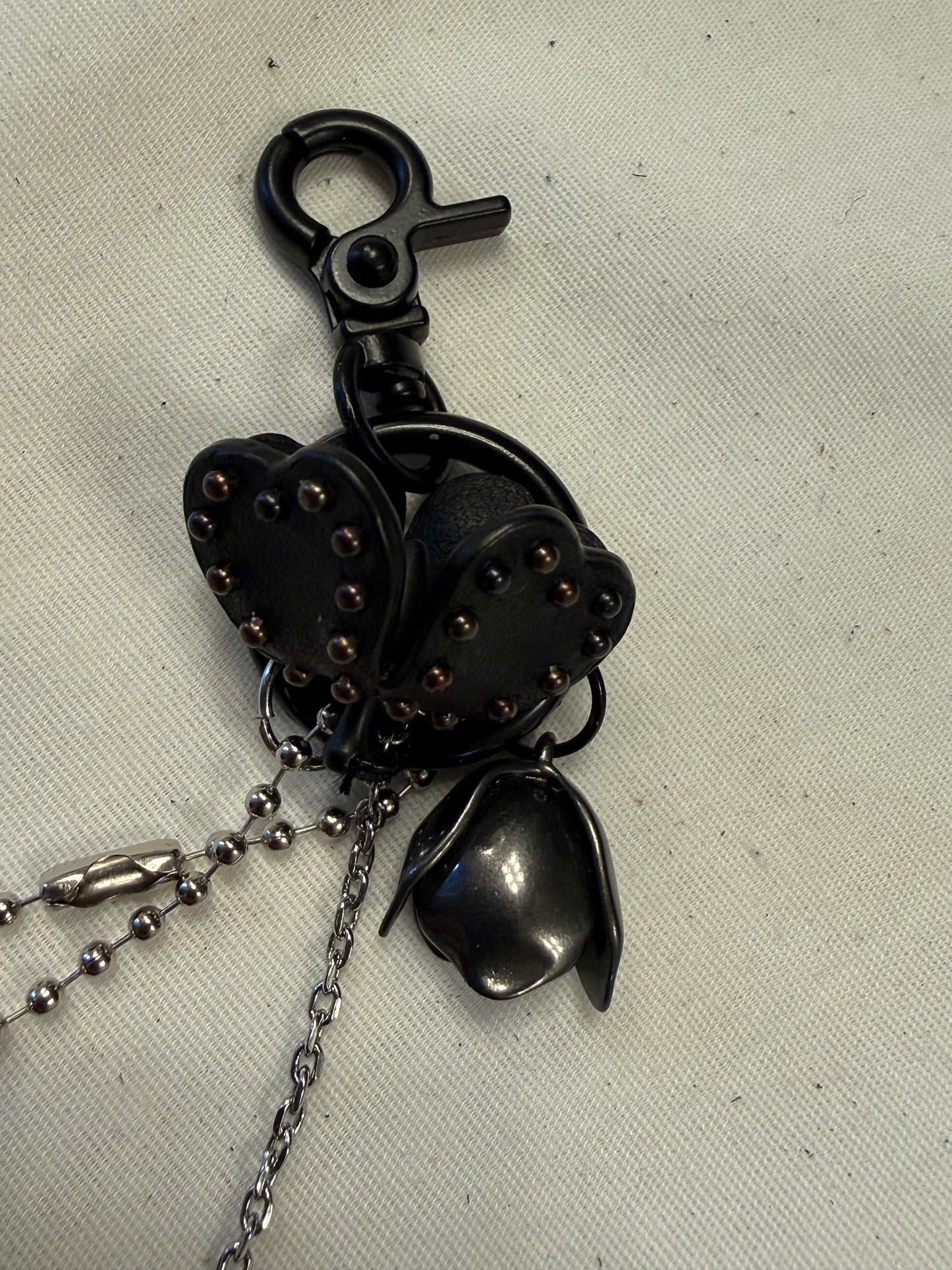 Repurposed Coach Tea Rose Bag Charm Cluster