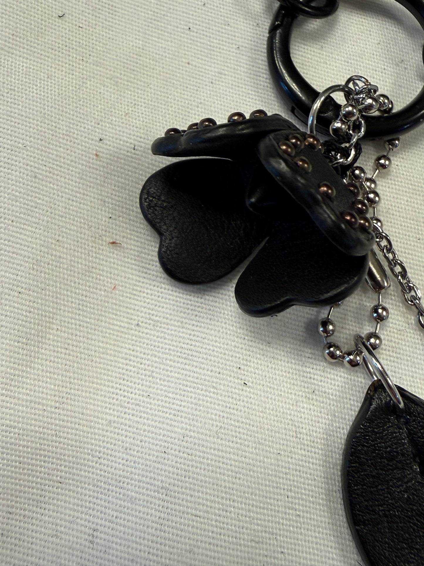 Repurposed Coach Tea Rose Bag Charm Cluster