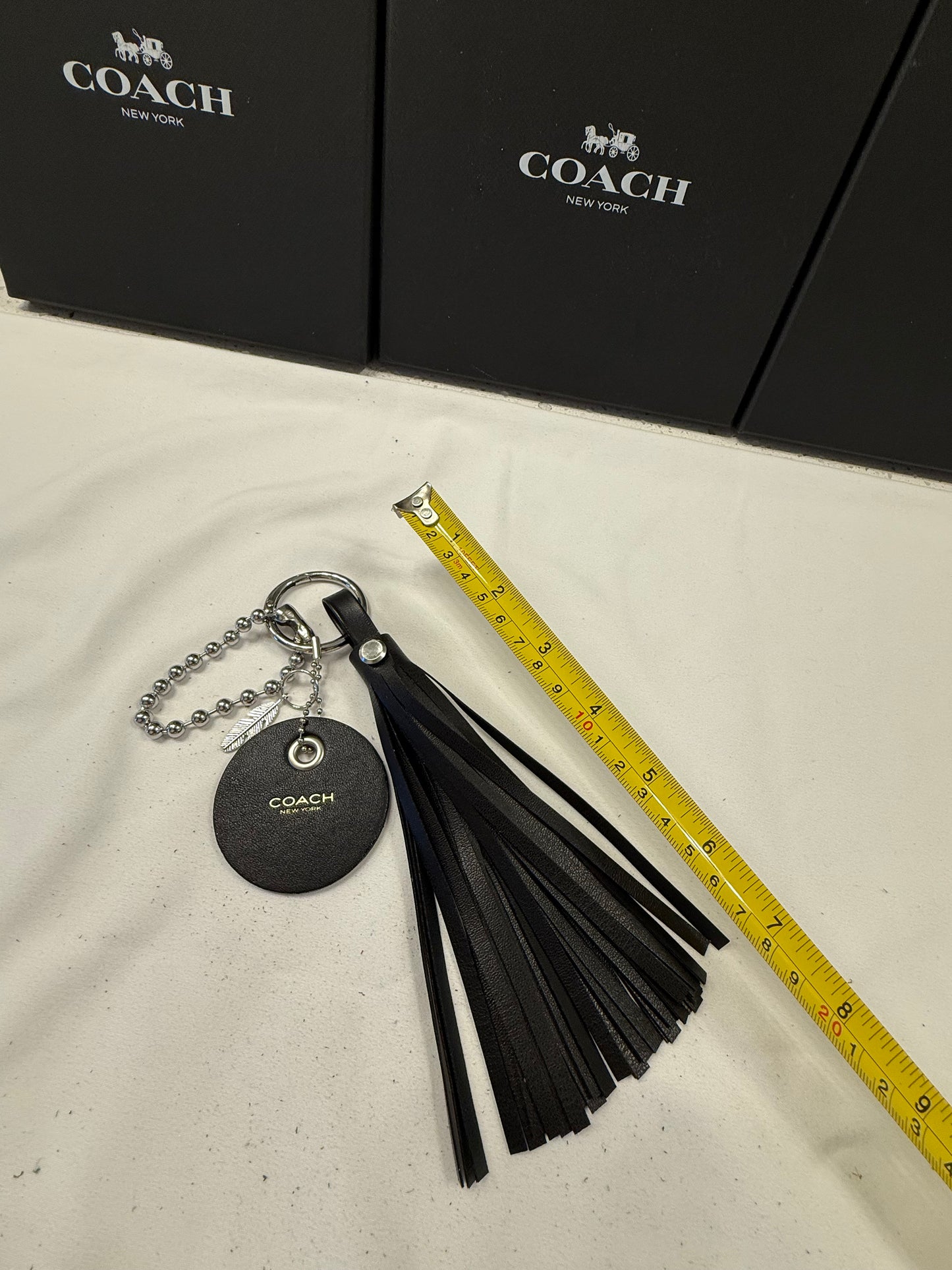 Repurposed Coach Coaster Holder Vegan Tassel XL Ball Chain Bag Charm