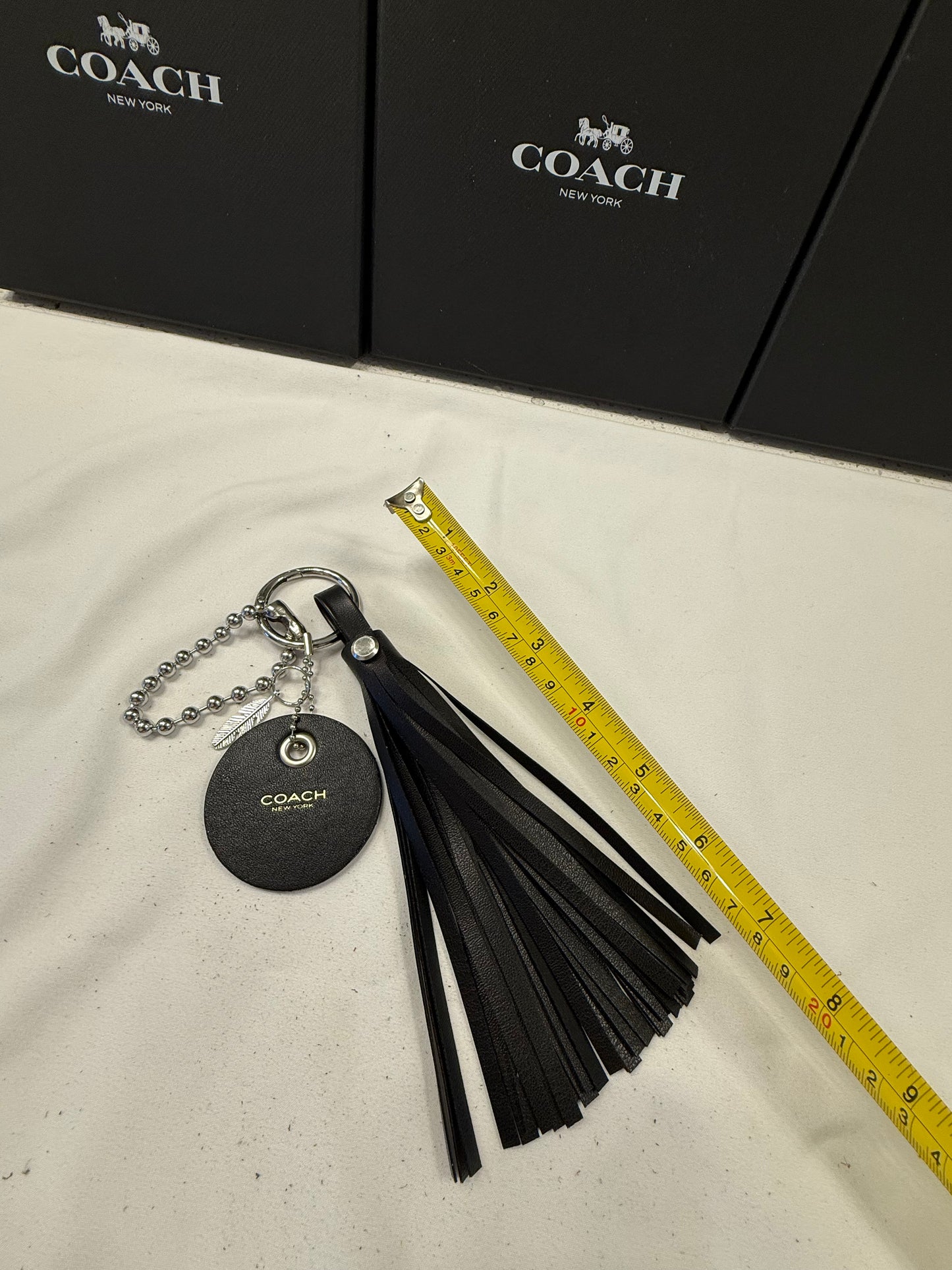 Repurposed Coach Coaster Holder Vegan Tassel XL Ball Chain Bag Charm