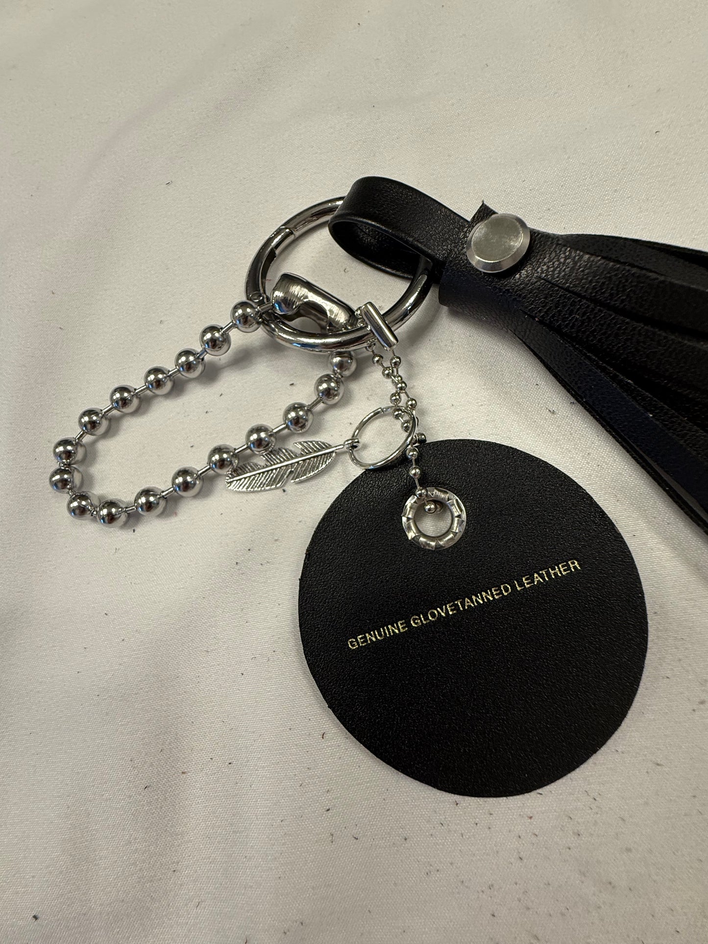 Repurposed Coach Coaster Holder Vegan Tassel XL Ball Chain Bag Charm
