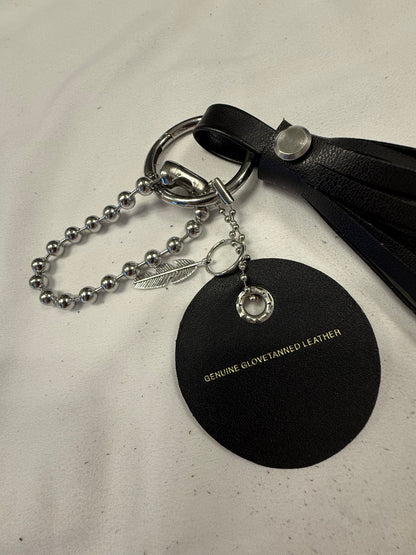Repurposed Coach Coaster Holder Vegan Tassel XL Ball Chain Bag Charm