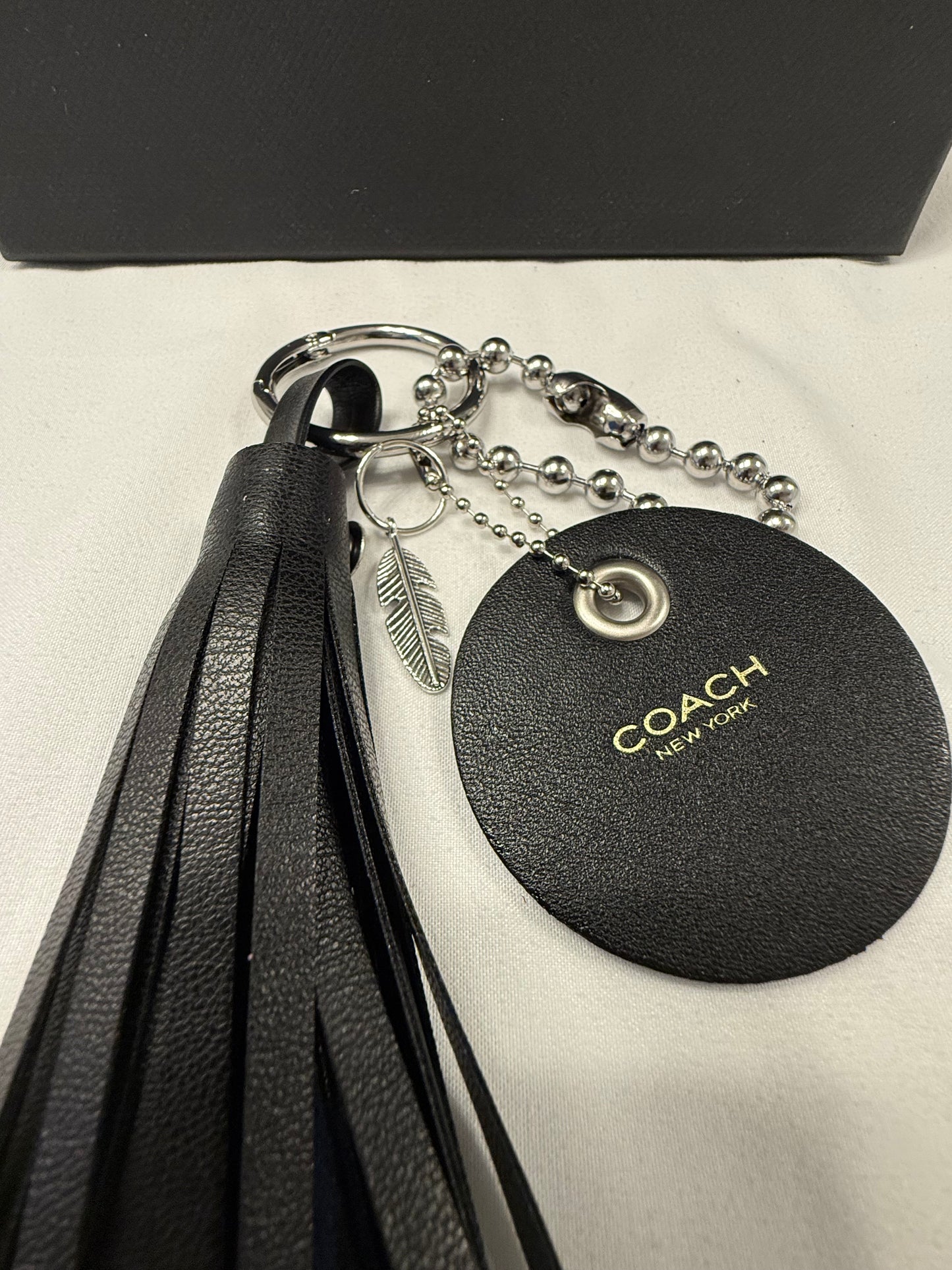 Repurposed Coach Coaster Holder Vegan Tassel XL Ball Chain Bag Charm