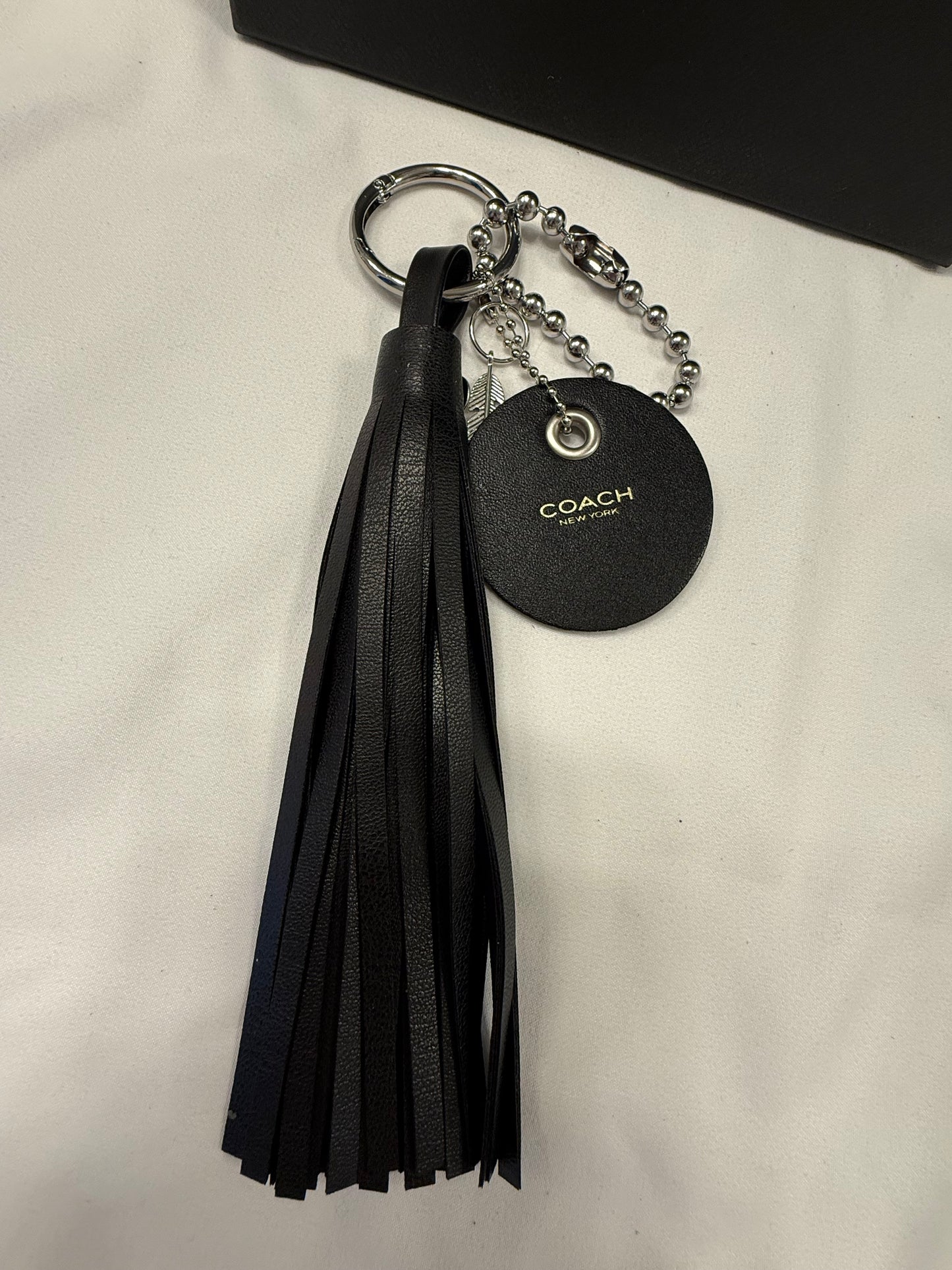Repurposed Coach Coaster Holder Vegan Tassel XL Ball Chain Bag Charm