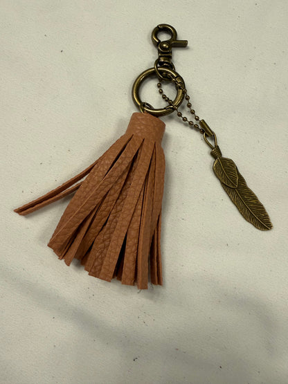 Vegan Leather Tassel with Feather Bag Charm