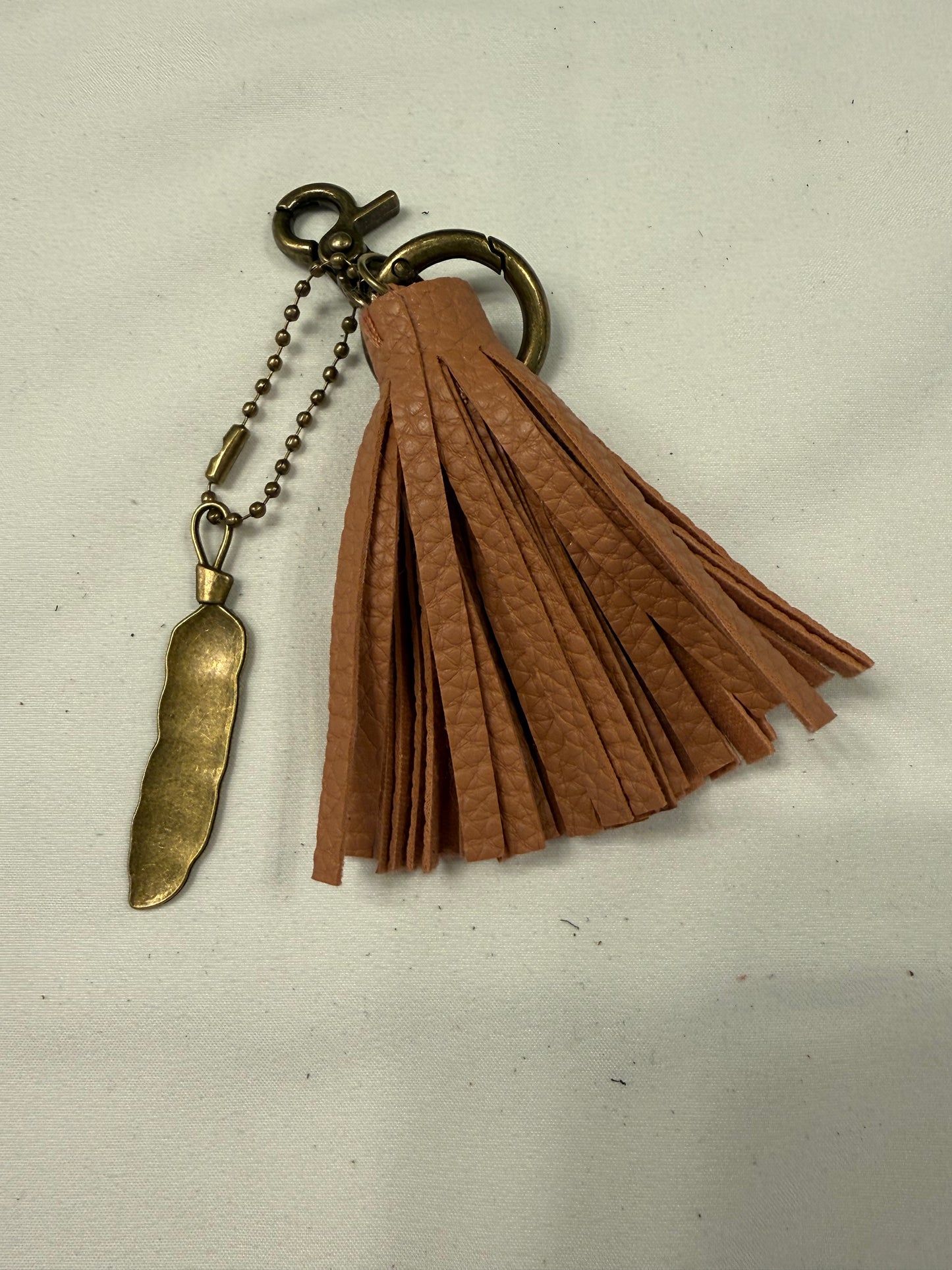 Vegan Leather Tassel with Feather Bag Charm