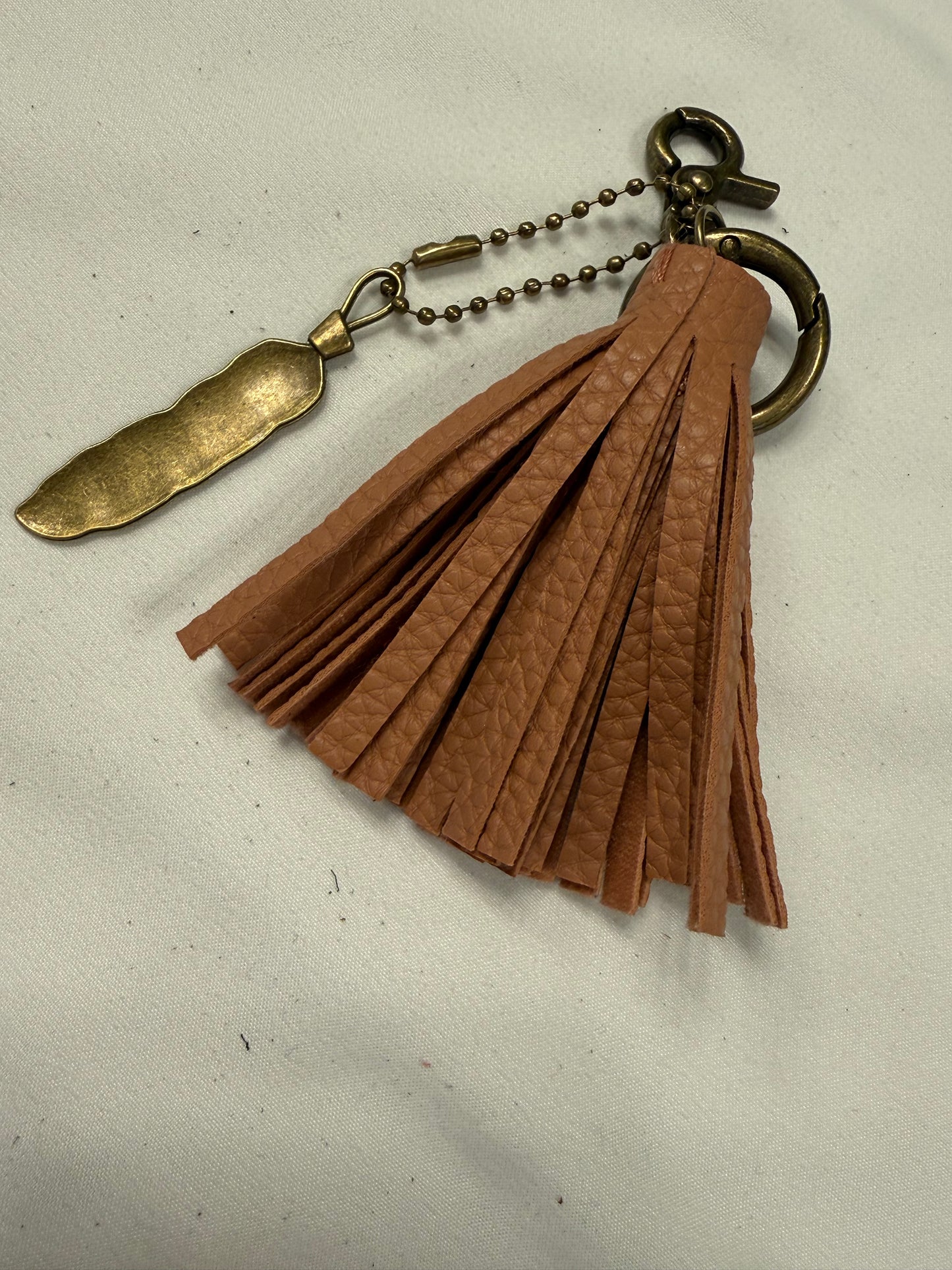 Vegan Leather Tassel with Feather Bag Charm