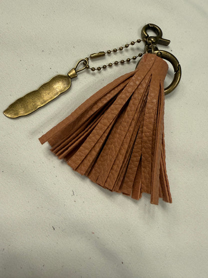 Vegan Leather Tassel with Feather Bag Charm