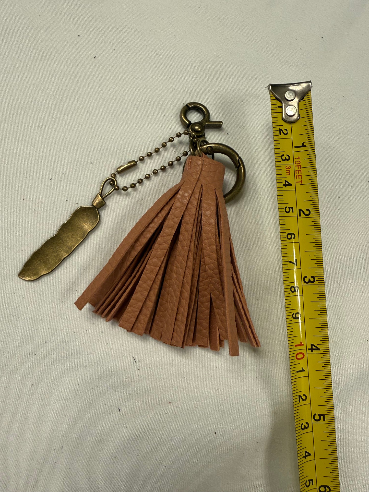 Vegan Leather Tassel with Feather Bag Charm