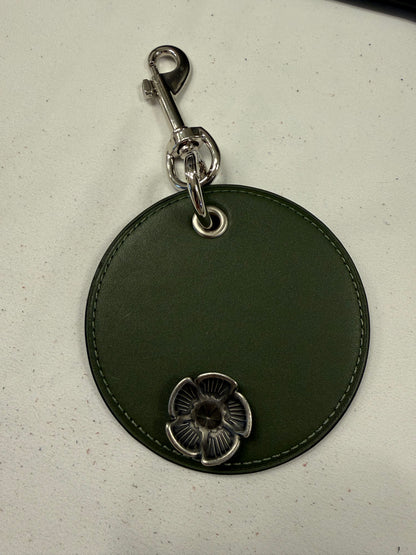 Repurposed Coach Coaster in Olive with Coach Metal Tea Rose Rivet