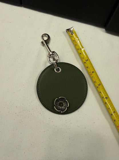 Repurposed Coach Coaster in Olive with Coach Metal Tea Rose Rivet