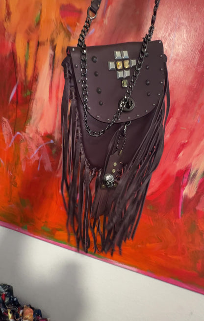 Upcrafted Coach Dark Brown Glovetanned Leather Fringe Crossbody Bag